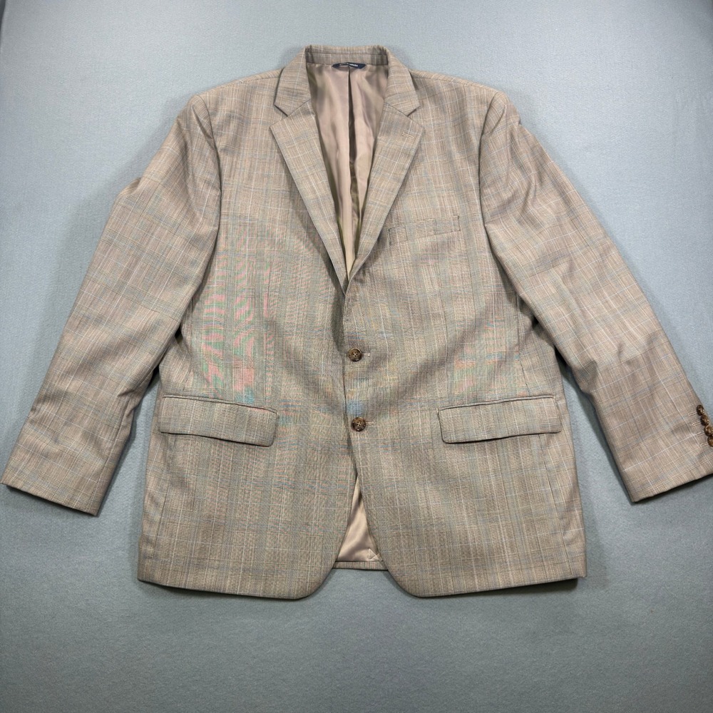 Ralph Ralph Lauren Mens 46R Wool Glen Plaid Blazer Tan Blue Sport Coat‎